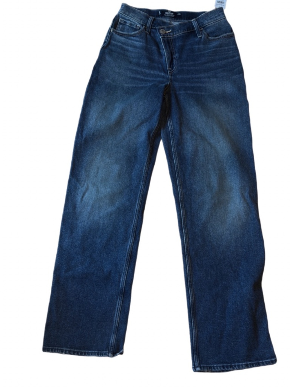 Hollister Ultra High Rise Dad Jeans 26 Asymmetrical Waist Medium Wash NWT